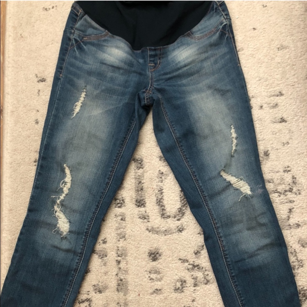 1822 distressed maternity denim